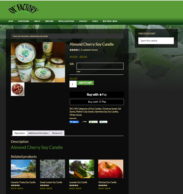 Screenshot of an ecommerce website